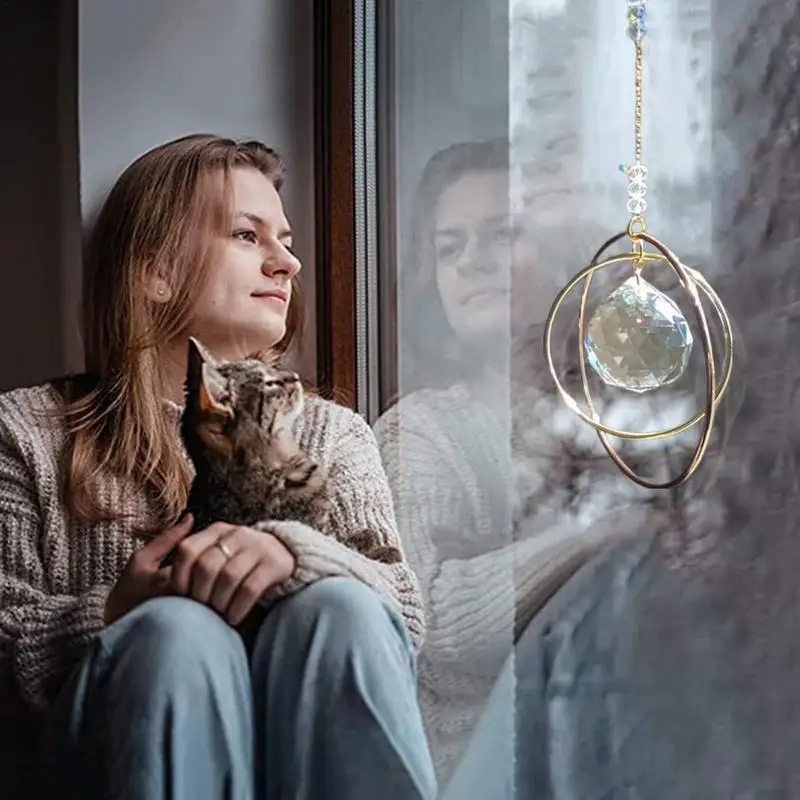 Crystal Catchers Reflective Sunlight Crystal Pendant Home Decors Transparent Crystals For Cell Phone Rearview Mirror Balcony