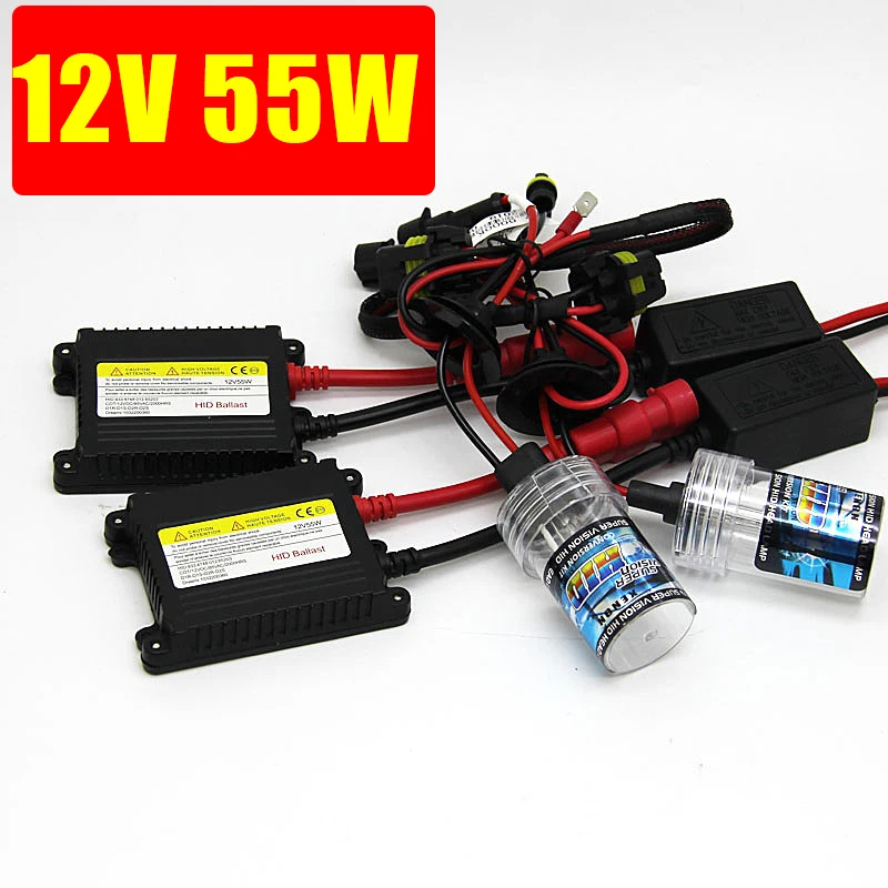 

12 В 55 Вт автомобильный HID XENON H7 6000K 8000K 4300K 10000K H3 H1 9005 9006 H11 880 881 комплект фар