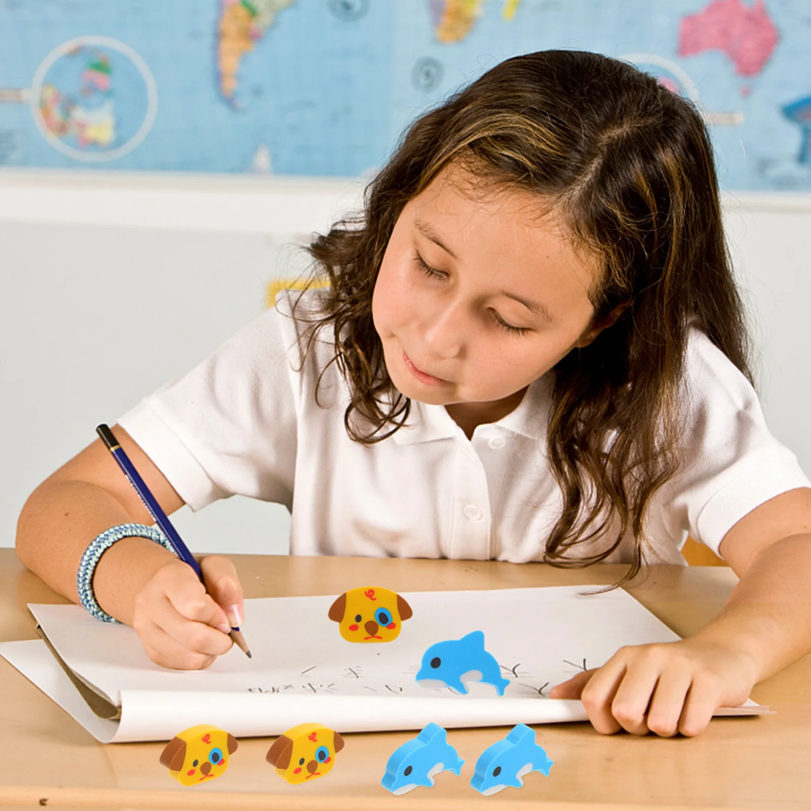 

100pcs Mini For Kids Small Cute Erasers Bulk Safe Tpr Material Adorable Design School Stationery Classroom Party