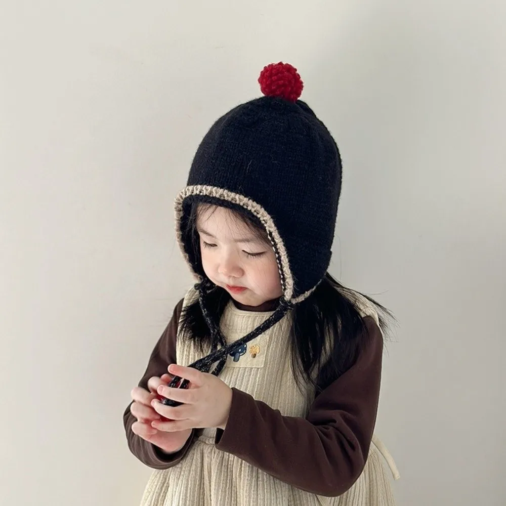 

Cute Winter Baby Knitted Cap Thick Bobbles Baby Beanie Cap Tassel Warm Ear Protection Hat Toddler