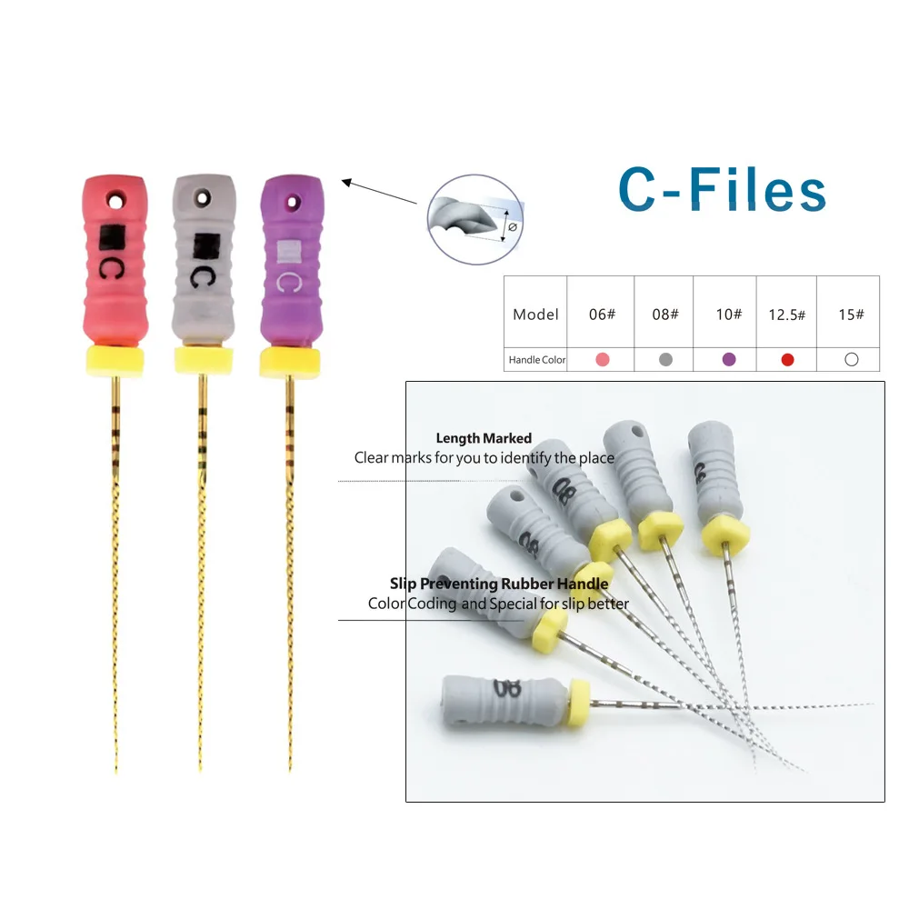 

5 x 6 шт./упак. стоматологические C-файлы из нержавеющей стали 21/25 мм - комплект эндодонтических файлов (6 # -15 # ) для терапии корневых каналов