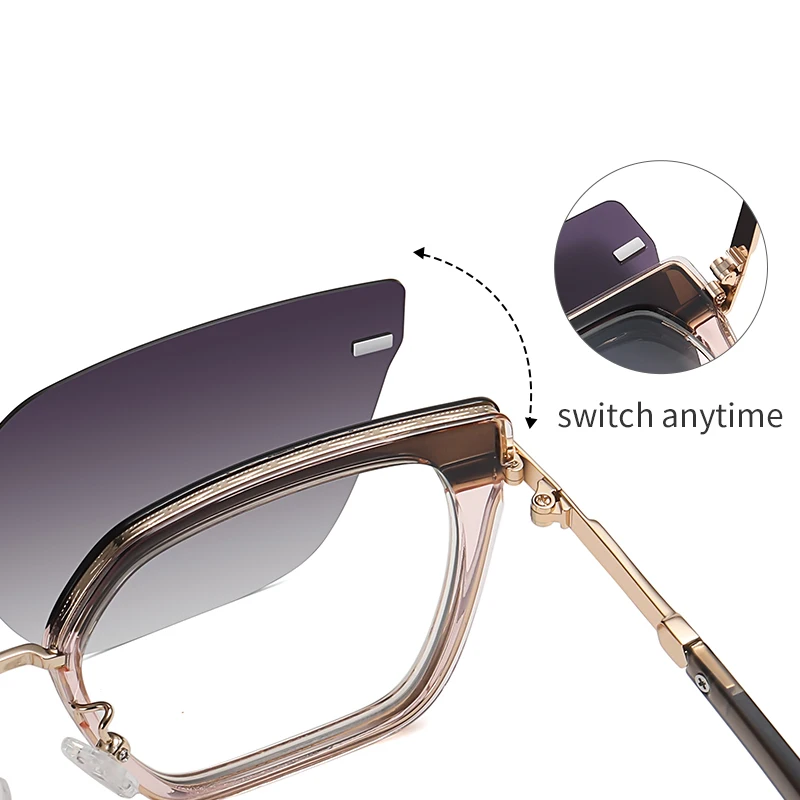 Occhiali da sole alla moda Clip su occhiali da sole polarizzati Donna Luxury Brand Vintage Miopia Occhiali da vista ottici Montatura femminile