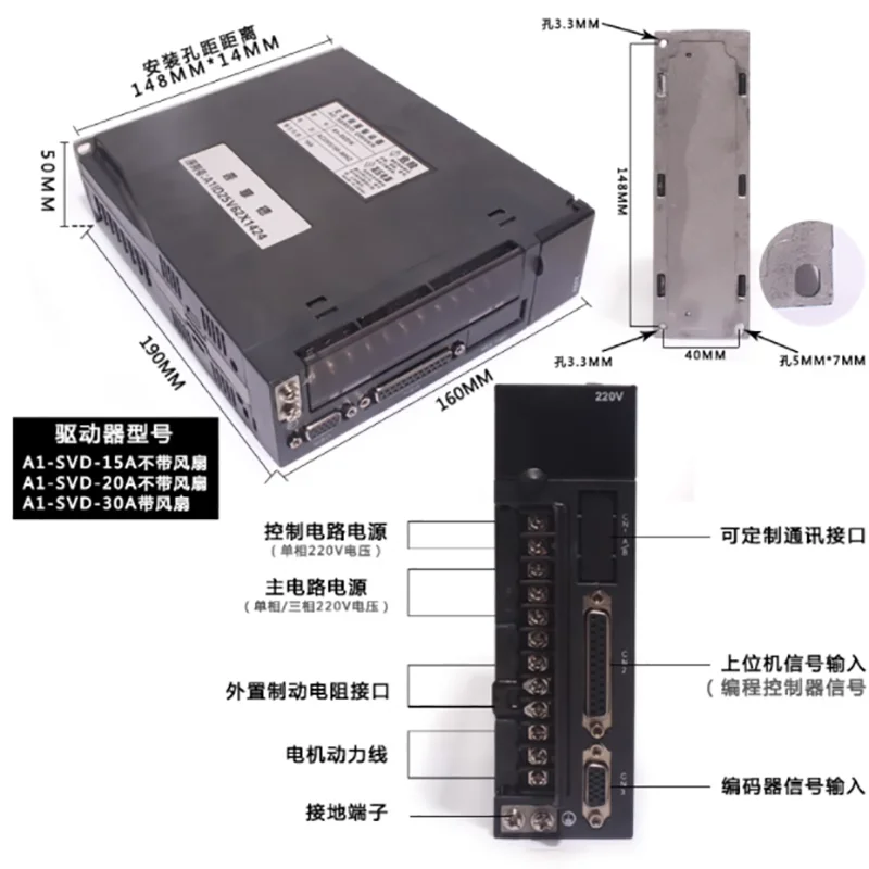 80ST-M02430 AC servo motor set 750W2.4N 80 servo driver motor 3000 rpm pulse signal 5V