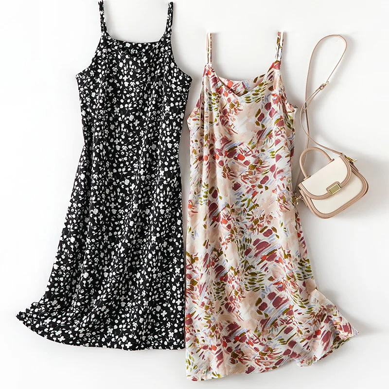 French Suspender Floral Dresses Elegant Ladies Summer 2024 Women Camisole Sexy Rural Spaghetti Strap Printed Sleeveless Skirt