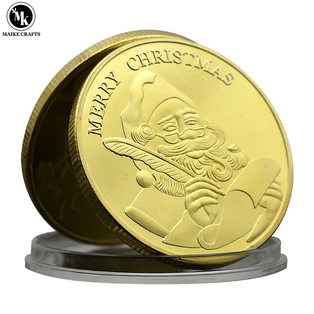 

Merry Christmas Commemorative Coin Metal Plated Challenge Coin Crafts Commemorative Collection Holiday Gifts