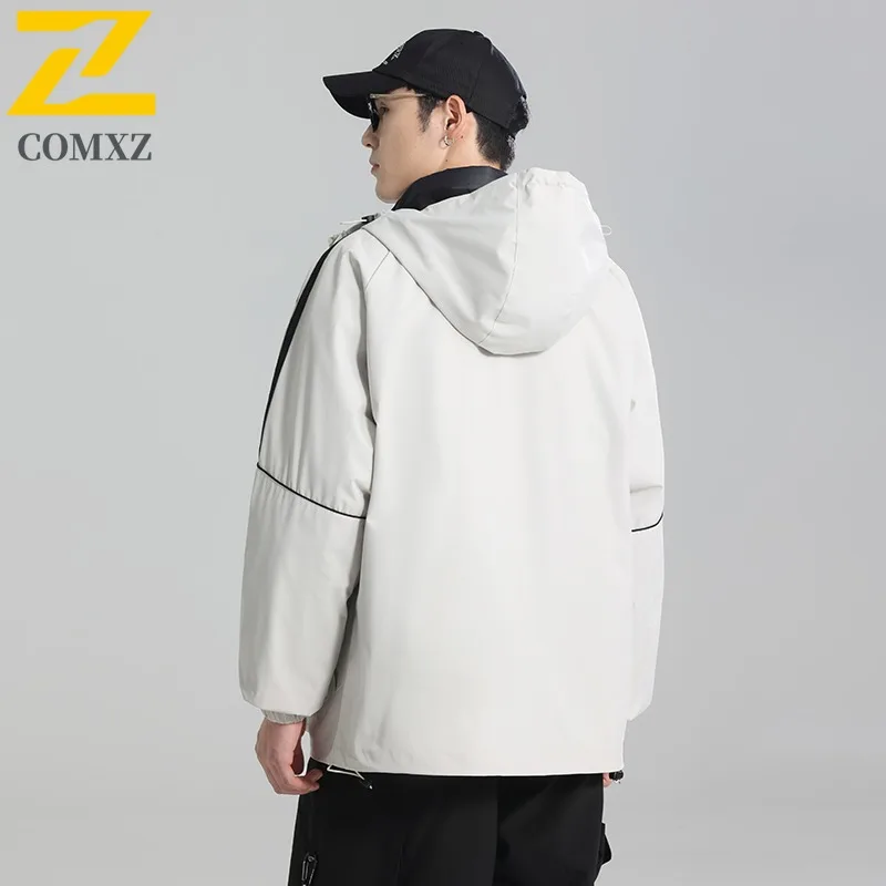COMXZ High Quality Outdoor Unisex Same Winter New Couple Sport Hooded Thermal Fashion 3 in 1 waterproof Windbreaker Down Jacket