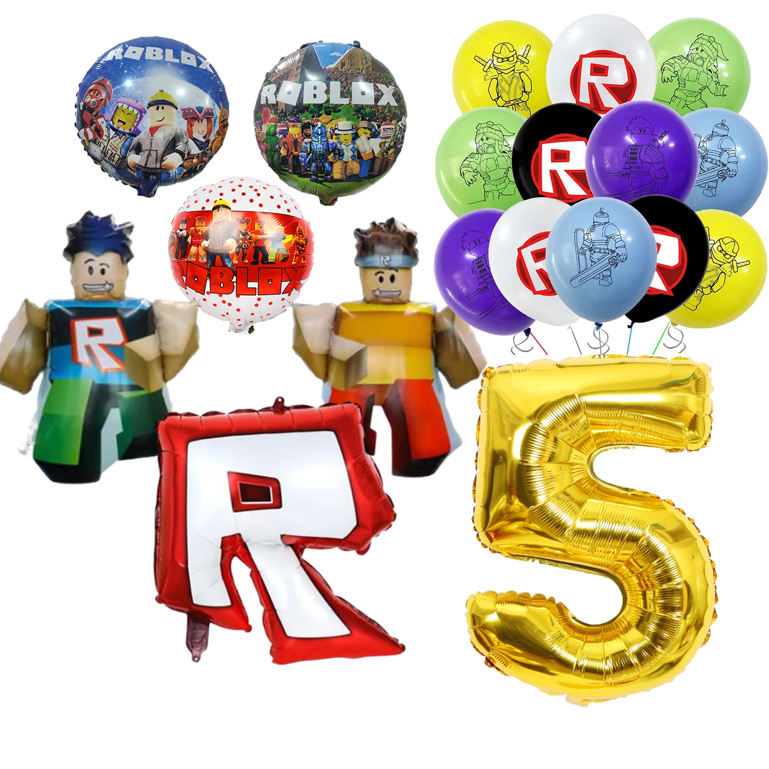 Roblox วันเกิดบอลลูนอลูมิเนียมฟิล์มบอลลูนชุดอาบน้ําเด็กสําหรับเด็กวันเกิดอุปกรณ์ตกแต่งของขวัญ