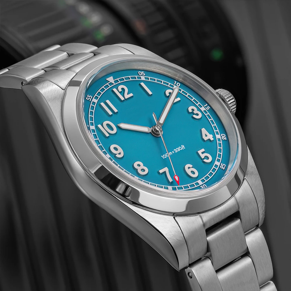 ADDIESDIVE Custom Watch Luxus-Saphir-Herren-Quarz-Armbanduhr DIY Steriles Zifferblatt Super 2035 Uhrwerk BGW9 Leuchtend 100 m wasserdicht