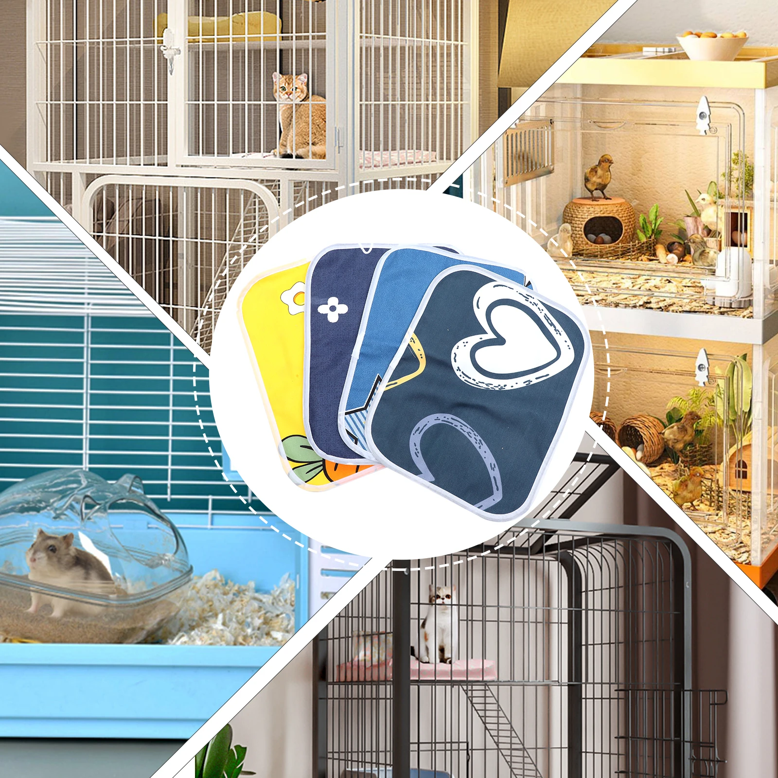

4 Pcs 35 45cm Washable Waterproof Guinea Pig Pee Pads Reusable Hamster Cage Liners for Small Pets Pet Training Mat Cage Cushion