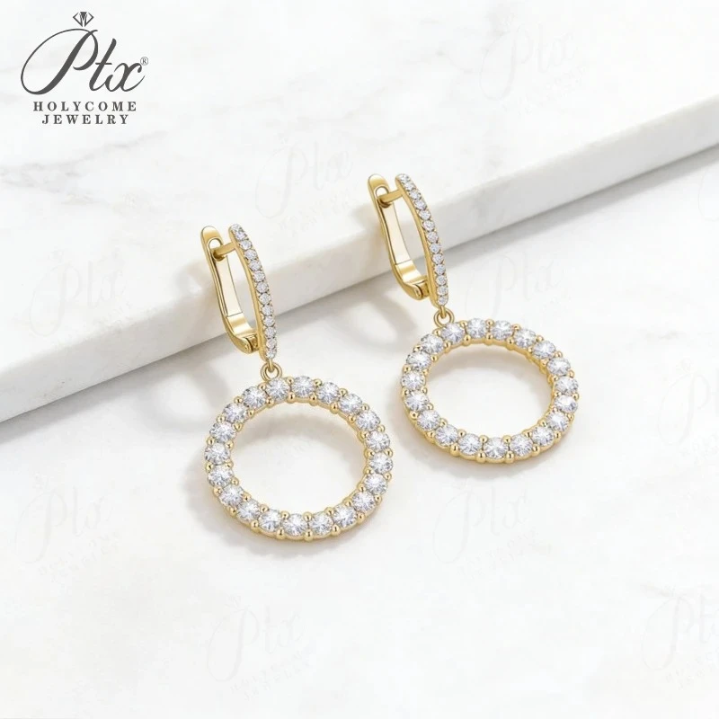 

Pave Hoop Earrings Full Moissanite Round Shape D Color VVS1 Clarity 925 Silver Gifts Pass Diamond Teste for Woman Ins Style