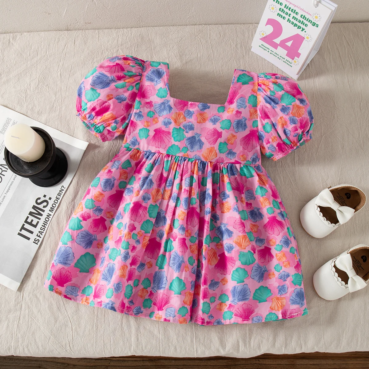 Summer New Sweet Bow Baby Girl Dress With Small Floral Short Sleeved Children'S Clothing (9 Months -3 Years Old)