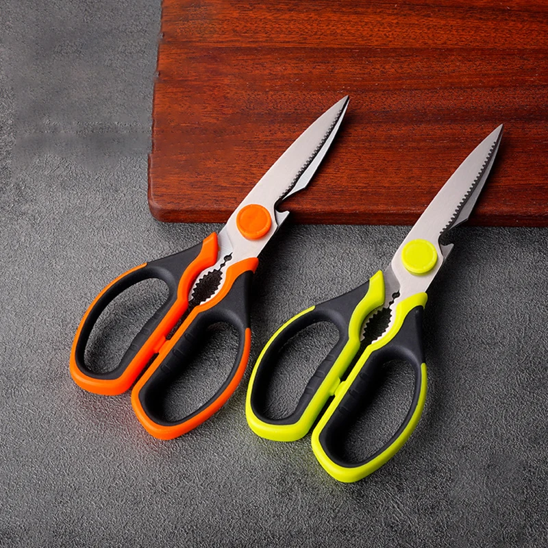 

Multifunctional Stainless Steel Sharp Kitchen Scissors Outdoor Camping Barbecue Meat Bone Chicken Cutting Shears Household