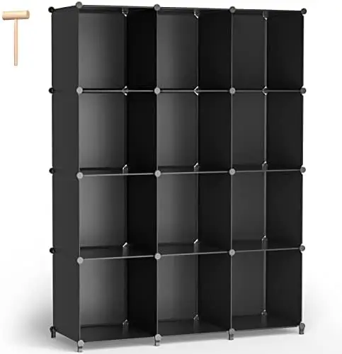 

Cube Organizer 12 Cube Closet Shelves with Wooden Hammer DIY Closet Cabinet Room Bookshelf Plastic Square Organizer Shelving