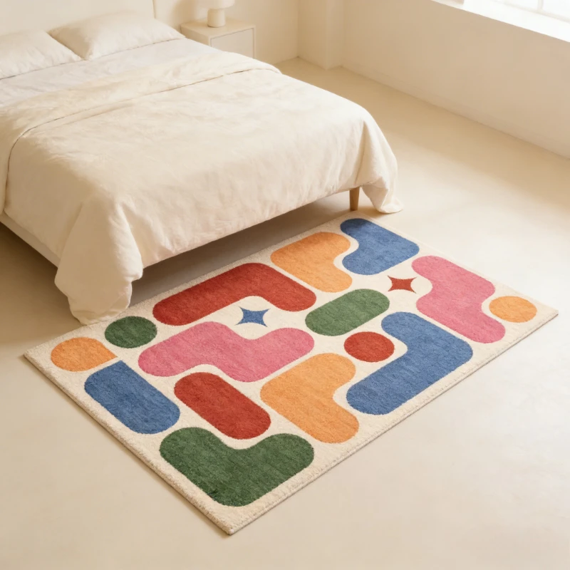 Colorful Dopamine Puzzle Rug: Living Room Decor, Large-Area Plush and Soft Rug, Study, Walk-In Closet, Bedroom, Bedside Rug