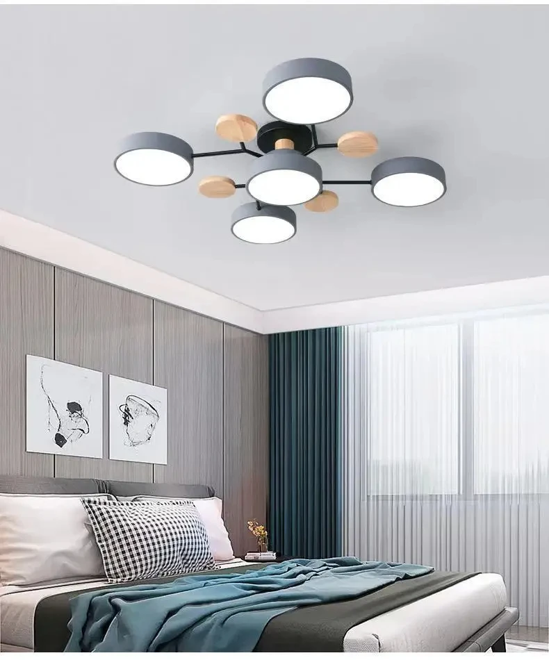 Nordic Living Room Home Macaron Hall Ceiling Lamp Modern Minimalist Creative Bedroom Log Restaurant Light