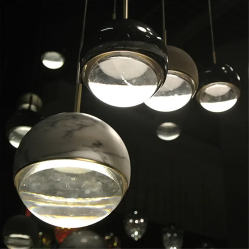 Marble Lamp Light Luxury Round Ball Pendant Light Hotel Restaurant LED Bedroom Bedside Ceiling Lamp Indoor Home Hanging Light