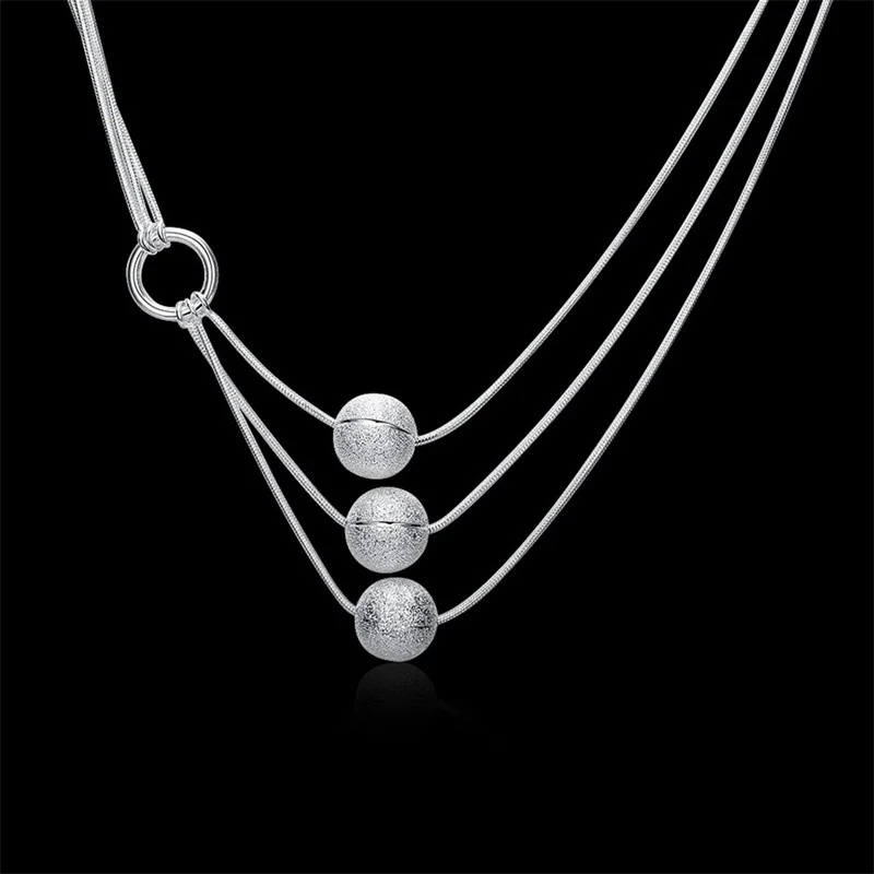 

Special offer hot 925 Stamp Silver color fashion Jewelry Frosted beads Pendant necklace For Women party Wedding Christmas gifts