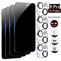 4+4 Packs Anti-Spy Privacy Screen Protector With 9H HD Camera Lens Protector For IPhone 15 14 Plus 13 12 11 Pro Max 12 Mini