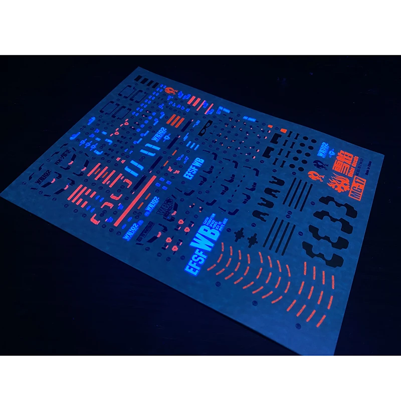 Decalcomanie modello decalcomanie per acquascivolo strumento per 1/100 MG RX-78-2 Ver.3.0 modelli di adesivi fluorescenti accessori per giocattoli