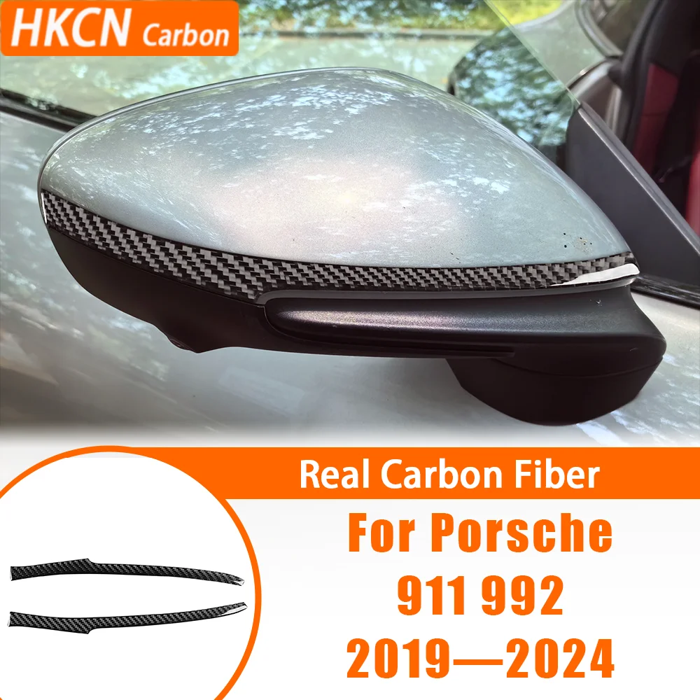 Carbon Fiber Review Mirror Protector Strips Cover Trim Modified Sticker For Porsche 992 911 Car Interior Accessories