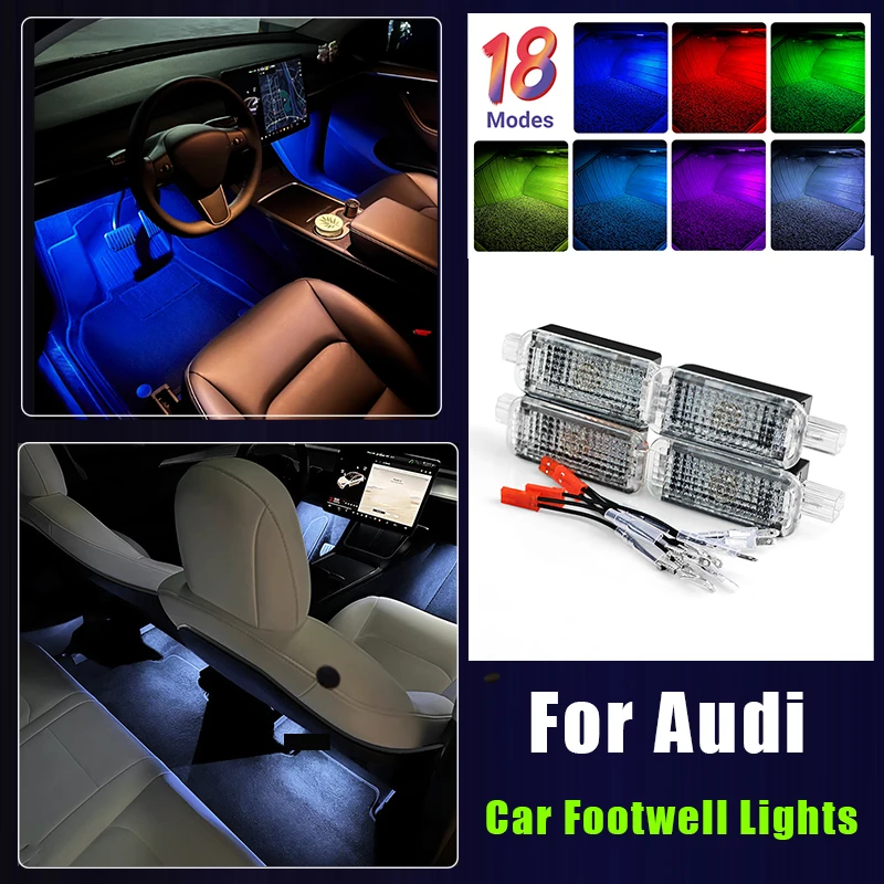 Car Footwell Lights For Audi A1 8X A3 8V 8Y A4 B8 B9 A5 8T A6 C6 C7 C8 A7 A8 D3 D4 D5 Q2 Q3 8U F3 Q5 8R FY Q7 4L 4M Accessories