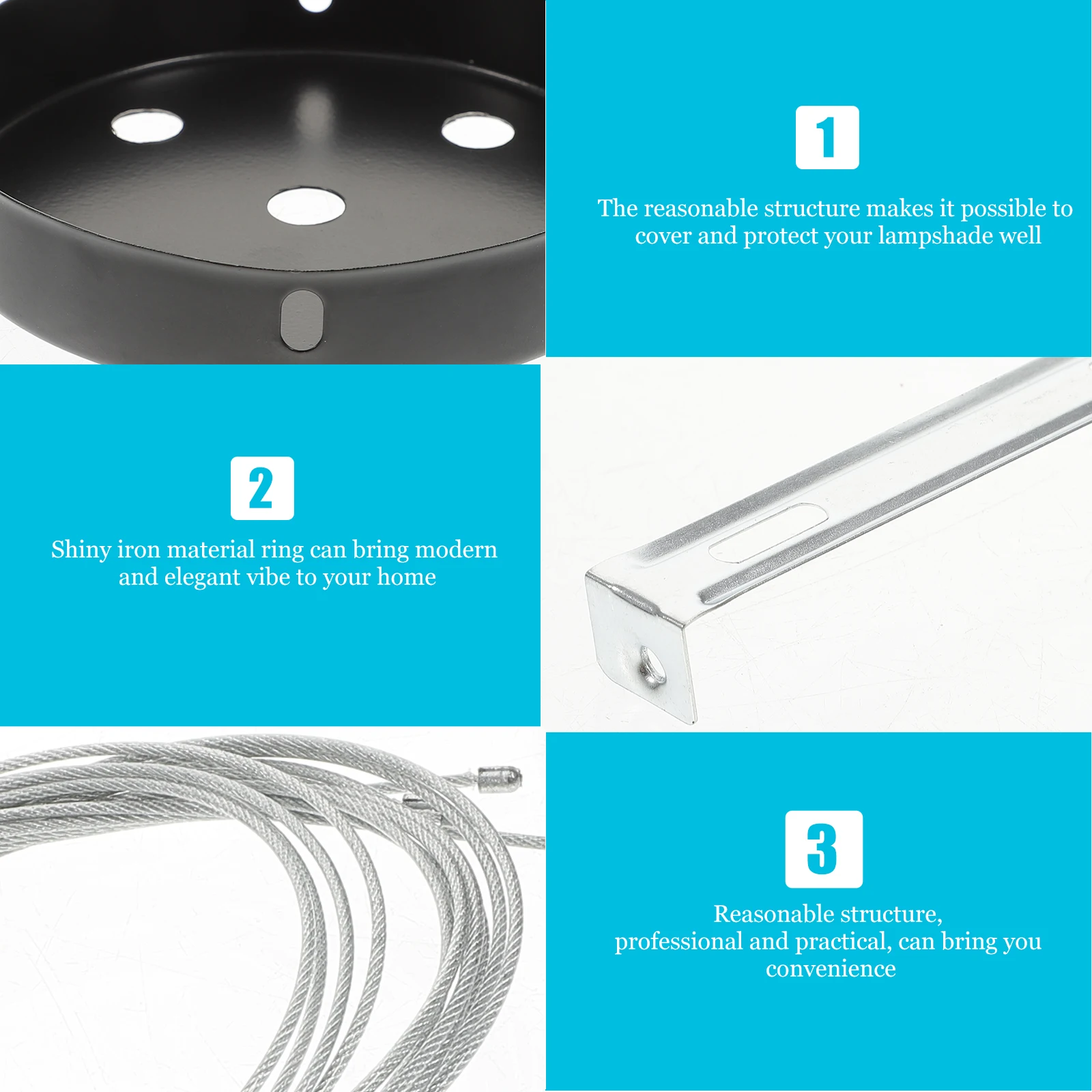 

Plastic Metal Ceiling Light Fixture Bracket Durable Rust Resistant Retro Style Pendant Light Kit Easy Assembly Chandelier Canopy
