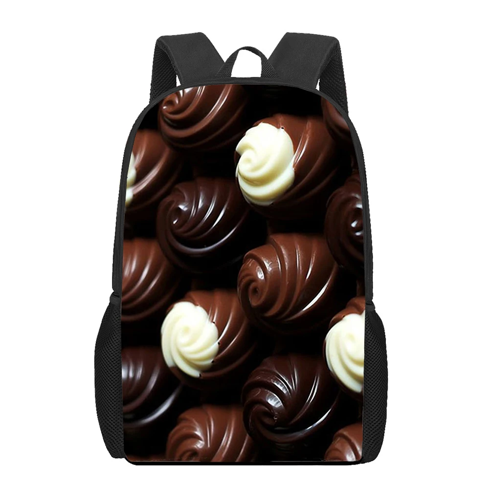 Chocolate engraçado 3d impressão crianças sacos de escola crianças mochila para meninas meninos estudante sacos de livro mochilas escolar