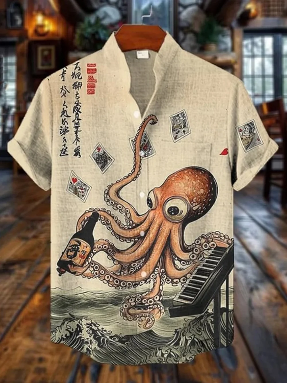 

Men's plus Size Short Sleeve Shirt Summer Fashionable Hawaiian Print Casual Vacation Beach Linen Breathable 3D Printed