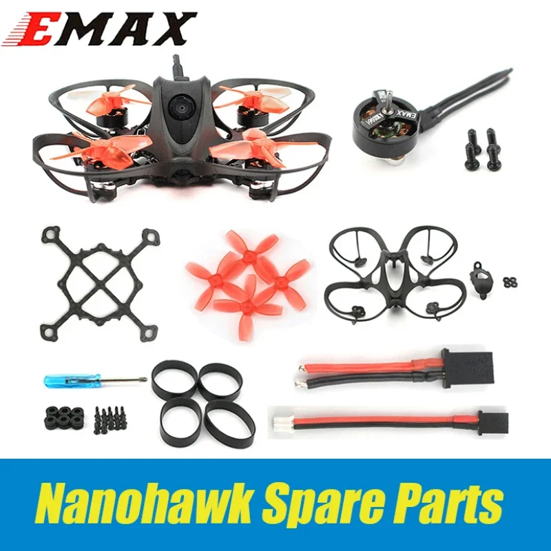 EMAX Nanohawk Spare Parts Replacement Frame Bottom Plate Hardware Kit 0802 19000KV Motor Propeller Power Lead Charger Adapter