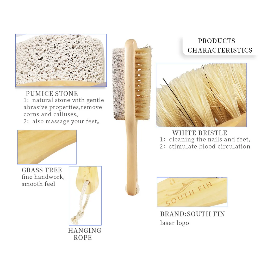 

2 PCS Natural Pumice Stone Scraper Tool Heel Wooden Foot Files for Hard Skin Callus Remover