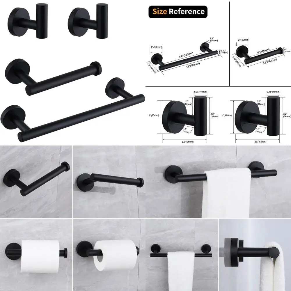 

4-Piece Stainless Steel Bathroom Accessory Set - Wall-Mounted Hardware Kit with Towel Bar