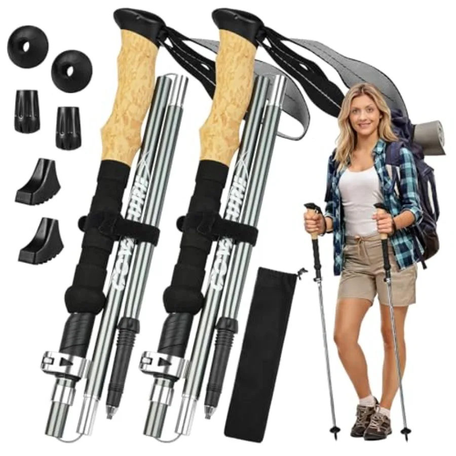 Hiking Poles - Aluminum Alloy 7075 Trekking Poles Collapsible with Telescopic, Lightweight and Foldable Collapsible Hiking Gear