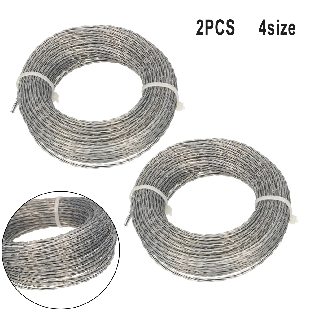 2 Rolls 15M 2.0/3.0mm Trimmer Nylon thread Rope Core-Reinforced Grass Trimmer Line 2.0- 3.0 Mm X 15m(30m) Line Spool