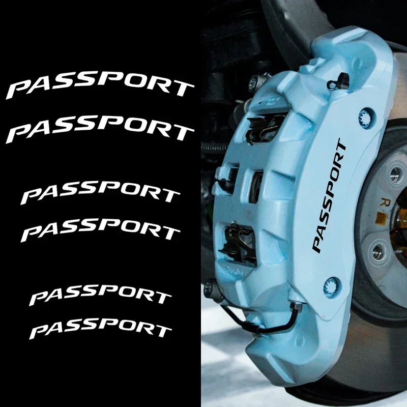 6pcs Heat Resistant Car Wheel Brake Caliper Sticker for Honda Passport Badge Modified Auto Tire Hub Vinyl Decals Decoration