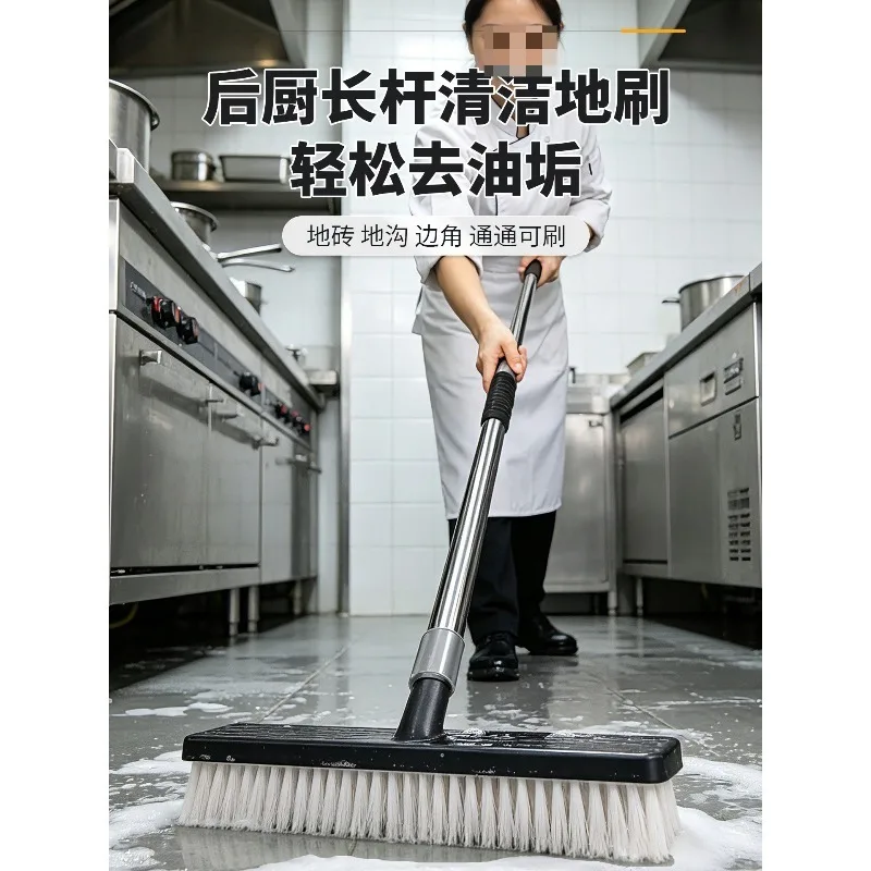 Long Handle Plastic Hard Bristle Floor Scrub Brush, Commercial Cleaner for Kitchen, Bathroom, Garden Path & Tile Surface