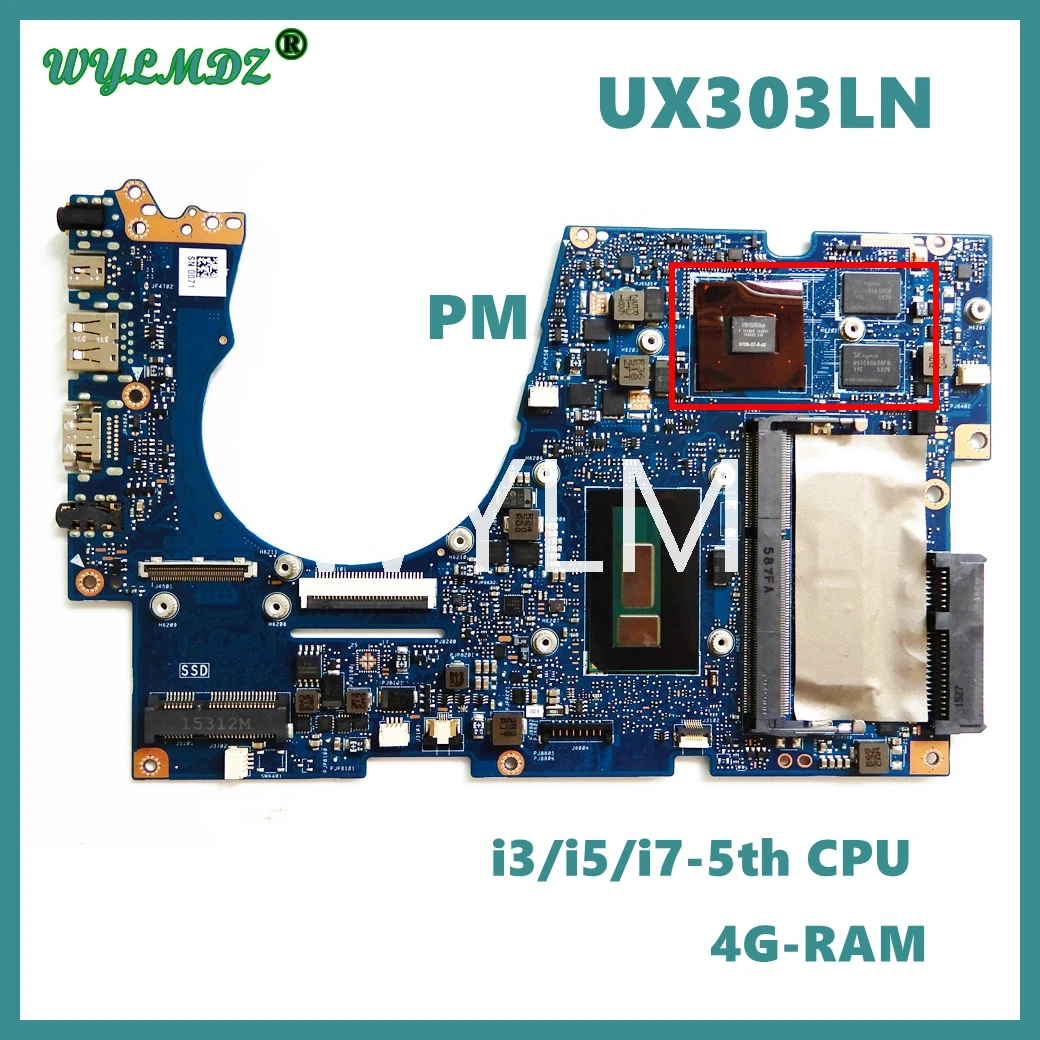 

UX303LNB with i3 / i5 / i7 CPU 4GB-RAM Mainboard For ASUS UX303L UX303LA UX303LAB UX303LN UX303LB UX303LNB Laptop Motherboard