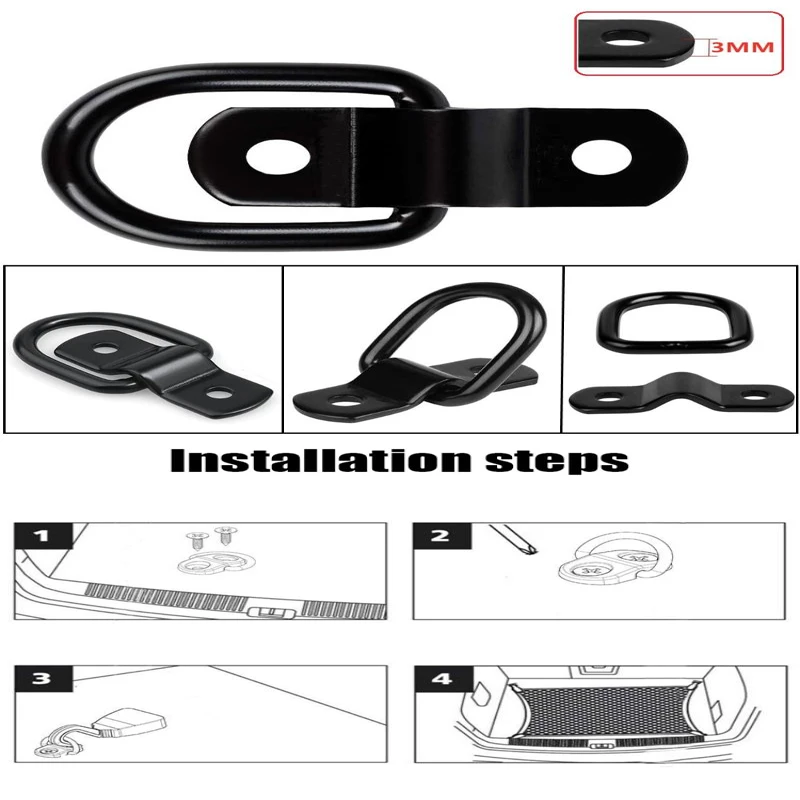 

2Set Car Cargo Net Floor Hook Accessories Rear Trunk Boot Cargo Floor Net Tie Down Hook Ring Loop Hanging Flat Screen Net Fixing