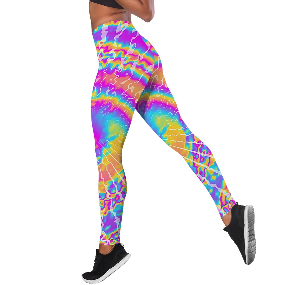 Fashion Legging Colorful Tie-dye 3D Printed Yoga Pants Elastic Hight Waist Fitness Skinny Pants Womens Clothing Leggings