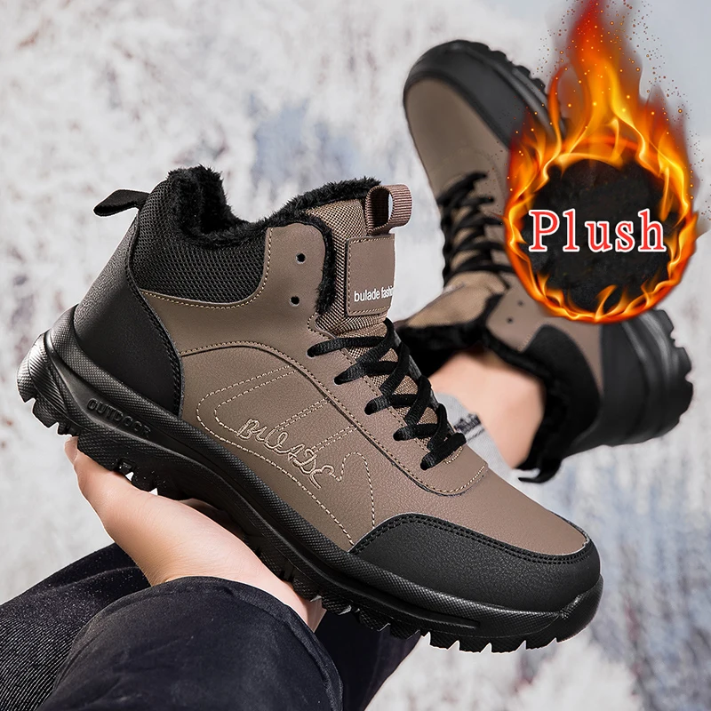 Winter Schnee Stiefel Männer Schuhe Anti-slip Atmungsaktiv Warm Halten Bequeme Casual High-top Stiefel Männer Plüsch Outdoor stiefeletten Männer