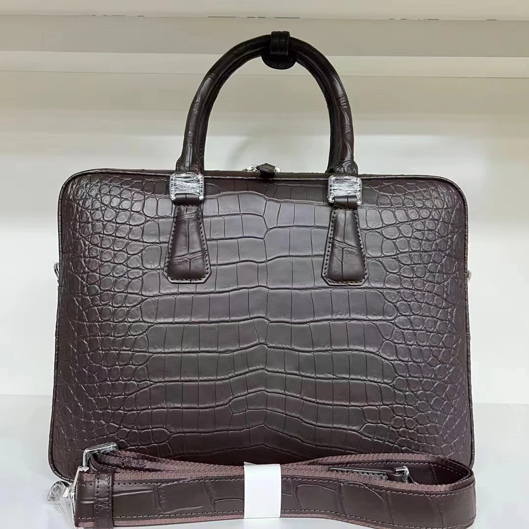 Brown color genuine crocodile skin nilo briefcase men laptop business laptop bag 2024 new production high end quality