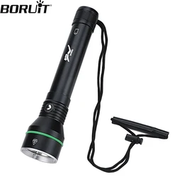 BORUiT S5 Diving Flashlight XHP70 Super Bright 2000LM 26650/18650 Scuba Diving Light With Hand Rope Professional Submersible