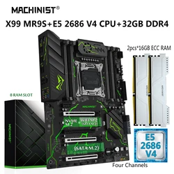 MACHINIST MR9S X99 Motherboard Set Kit Xeon E5 2686 V4 Processor LGA 2011-3 CPU 32G=2*16G DDR4 RAM ECC Memory SSD NVME M.2 SATA