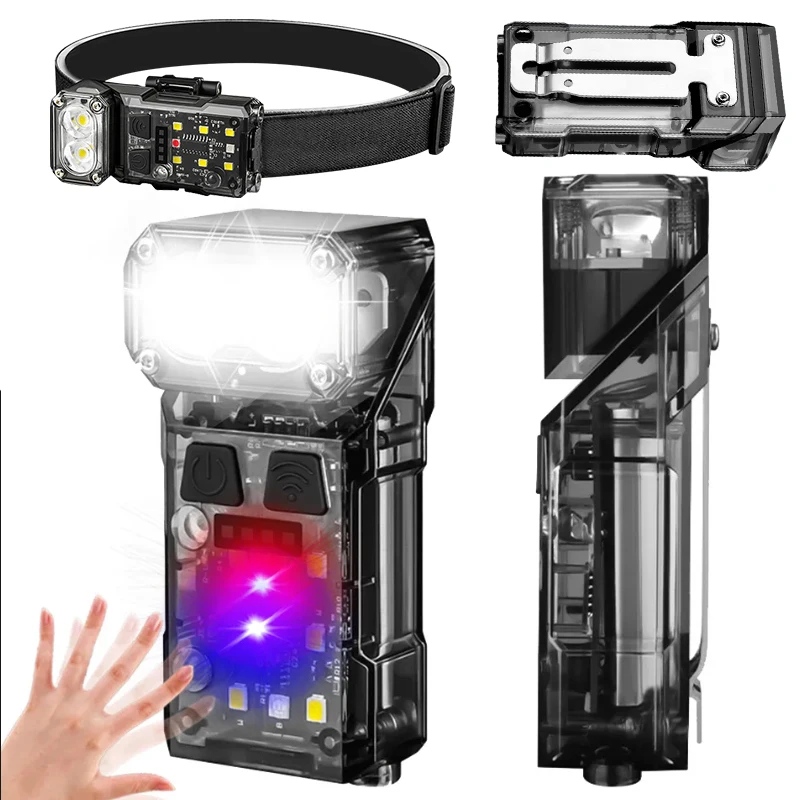 Multifunctional EDC Flashlight 1200Lumen Type C Rechargeable Portable LED Floodlight Lantern Hand Lamp with Pen Clip Tail Magnet