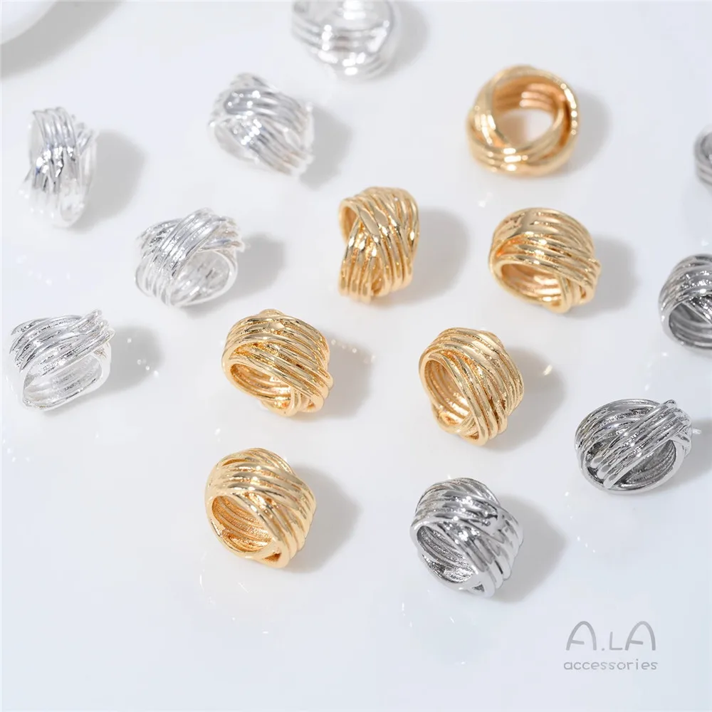 

Z460 14K Gold-plated Knotted Braided Coil Spacer Beads Loose Beads Hand-strung Diy Necklace Bracelet Jewelry Accessories