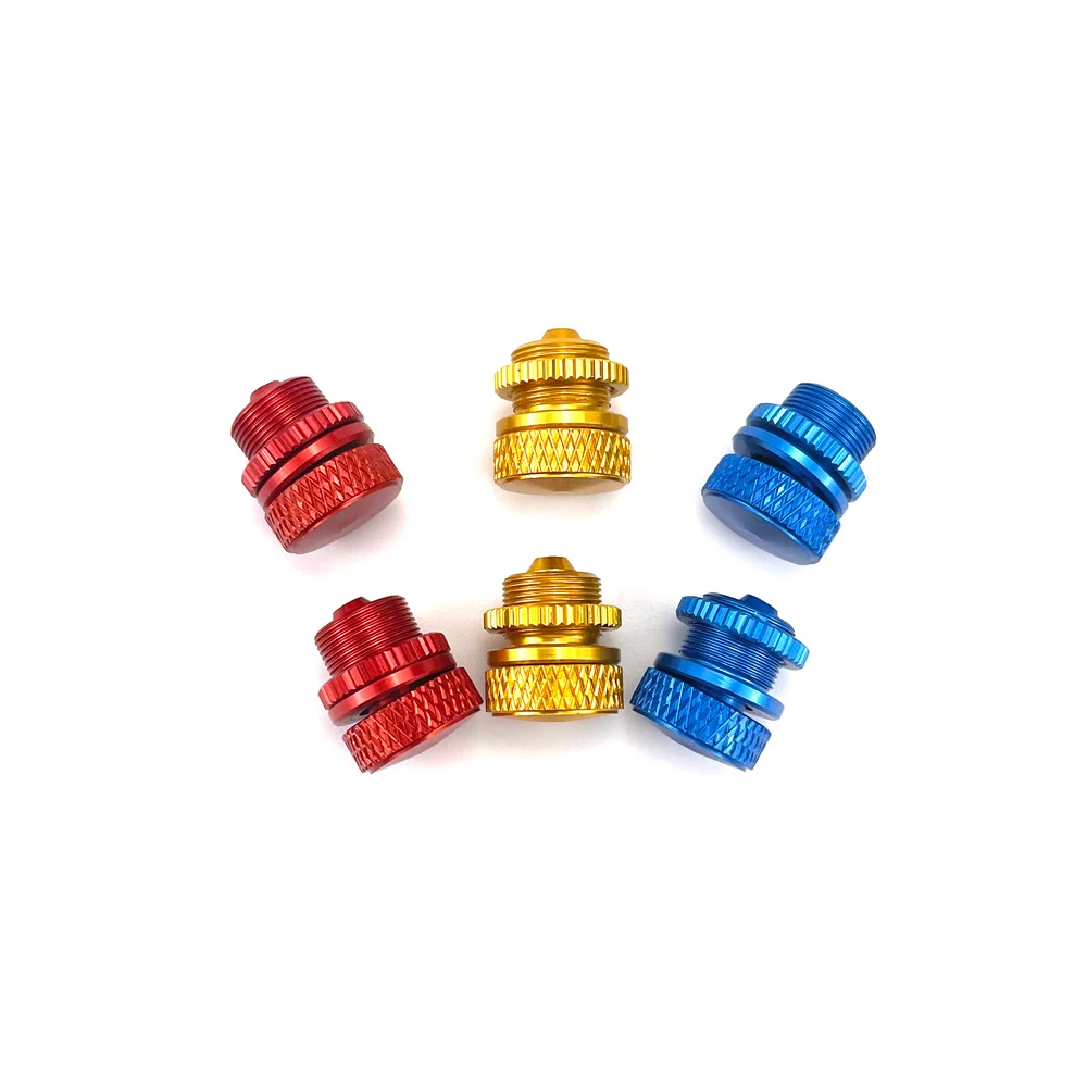 2Pcs Aluminum Fuel Pipe Plug Dot Filler Gas Glow Cap Blue Red Gold Nozzle for RC Nitro Airplane Colored Parts