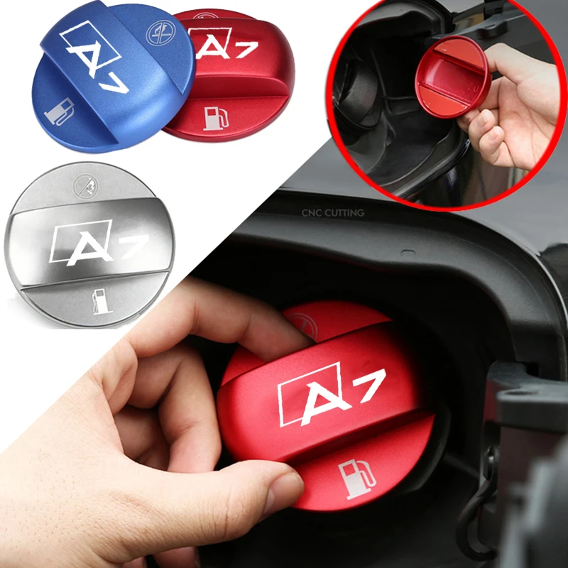 3D Aluminum Alloy Auto Accessories Car Frosted Fuel Tank Cap Trim For Audi A7 Logo Alloy Petrol Box Cover Lid Badge Decoration