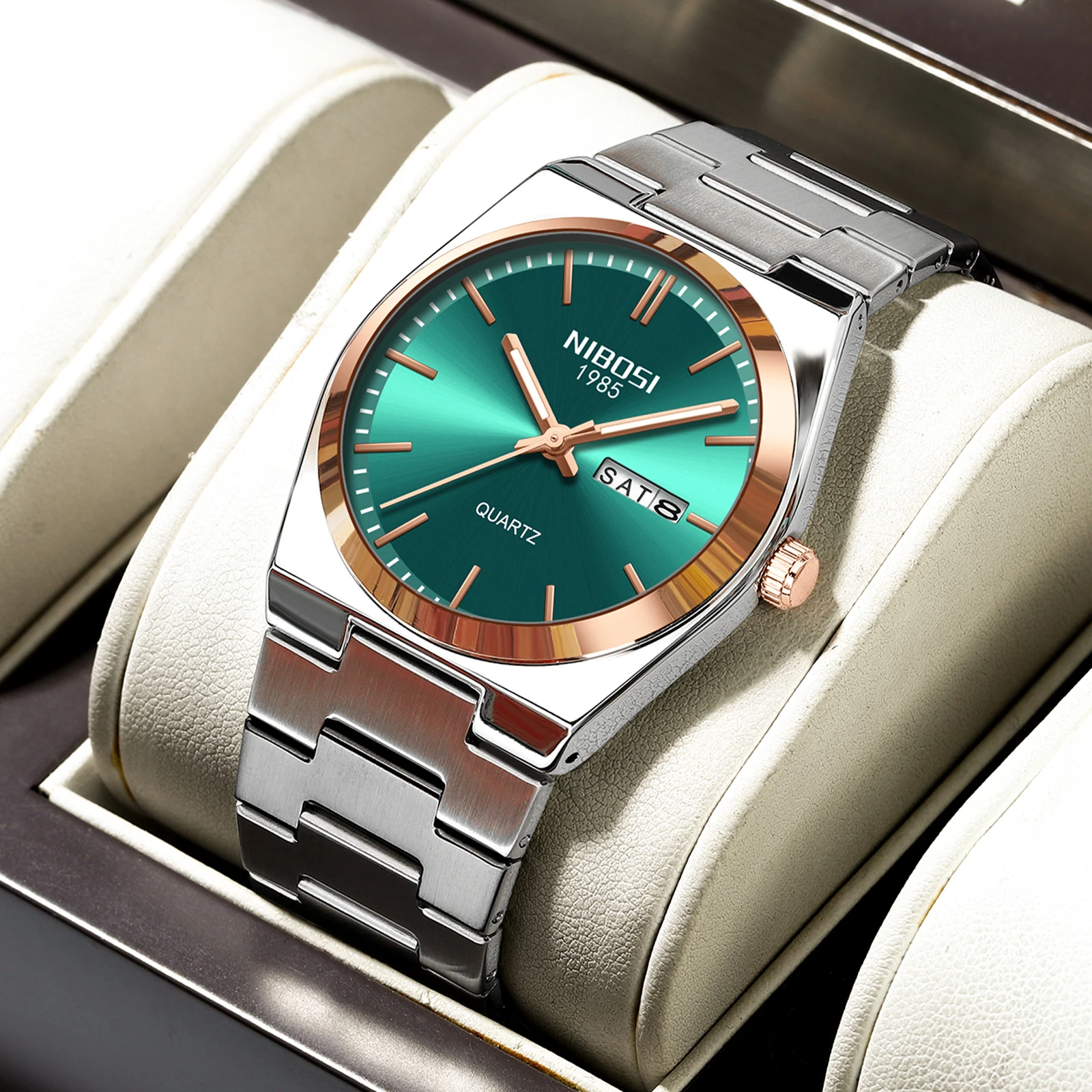 

NIBOSI Mens Watches Analog Quartz Watch with Week-Date Waterproof Stainless Steel Strap Men's Wrist Watches Classic Minimalist