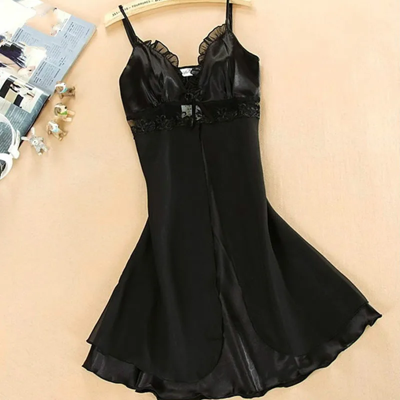 2024 New Women Sexy Silk Satin Night Gown Sleeveless Nightdress Lace Sleep Dress V-neck Nighties Night Shirt Sleepwear Nightwear