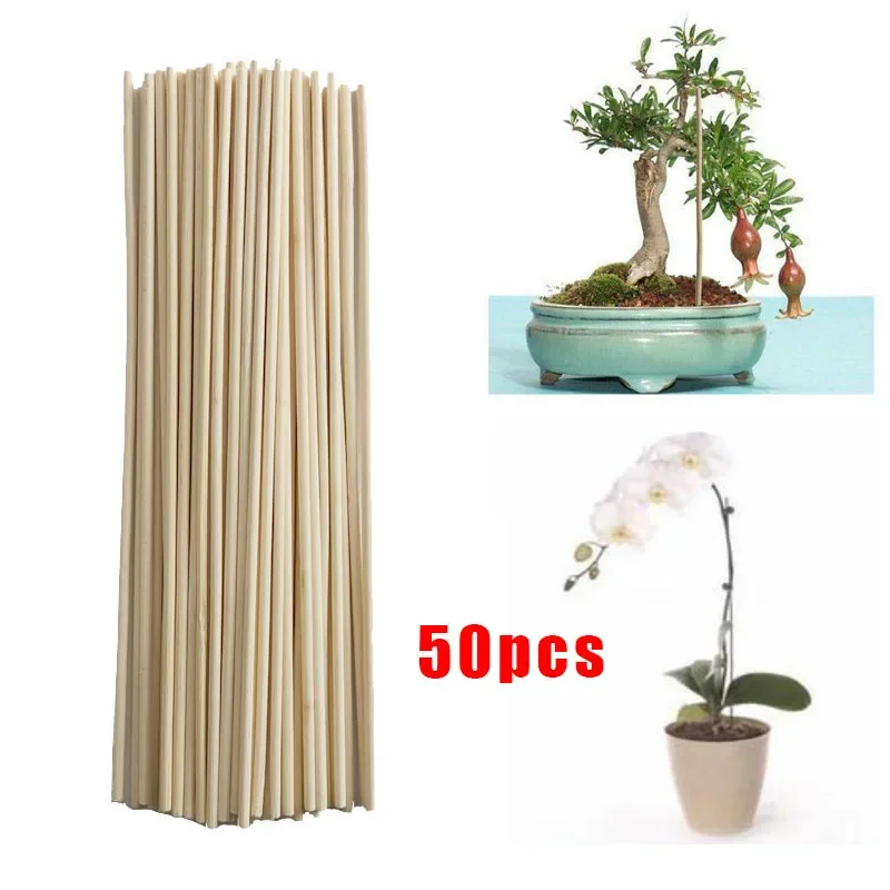 

50Pcs Bamboo Sticks Garden Plant Support Flower Stick Cane Gardening Tool For Supporting Pot Plants, Potted Shrubs