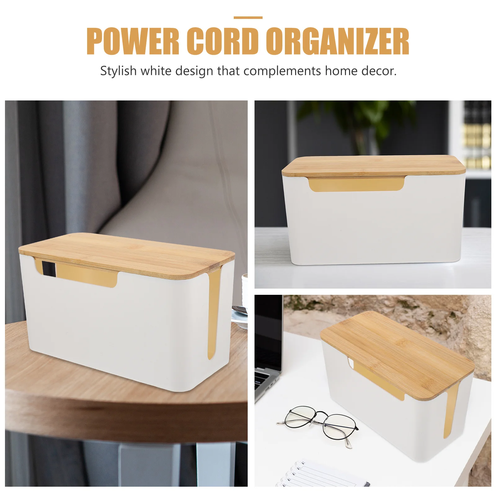 

2pcs Cable Management Box Detachable Durable Storage For Cords Adapters Wires Organizer Home Office Desk Use Cord Storage Box